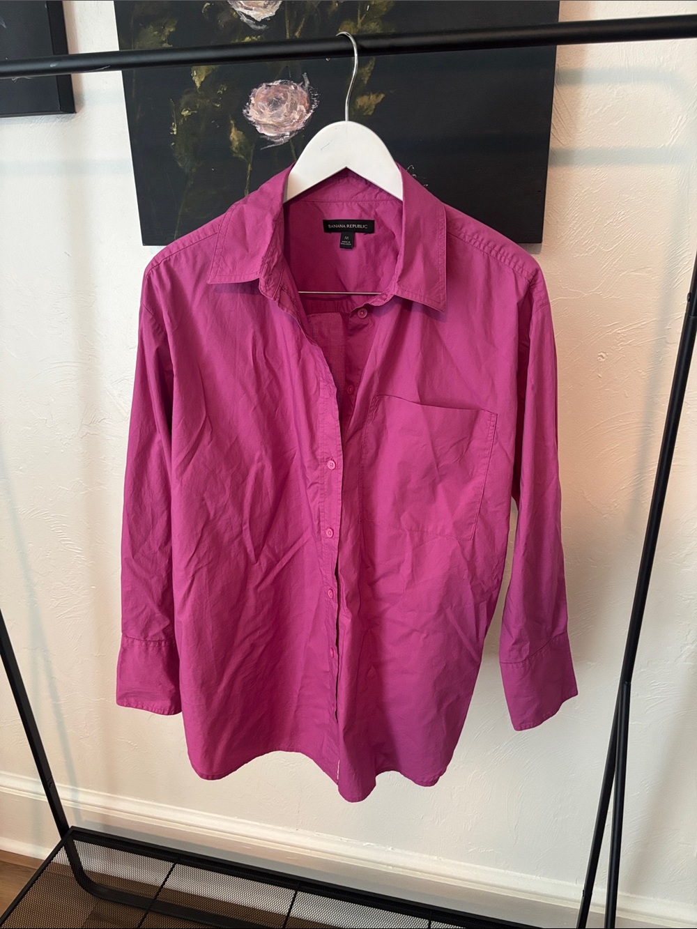 Banana Republic Women's Fuchsia Button-Down Shirt